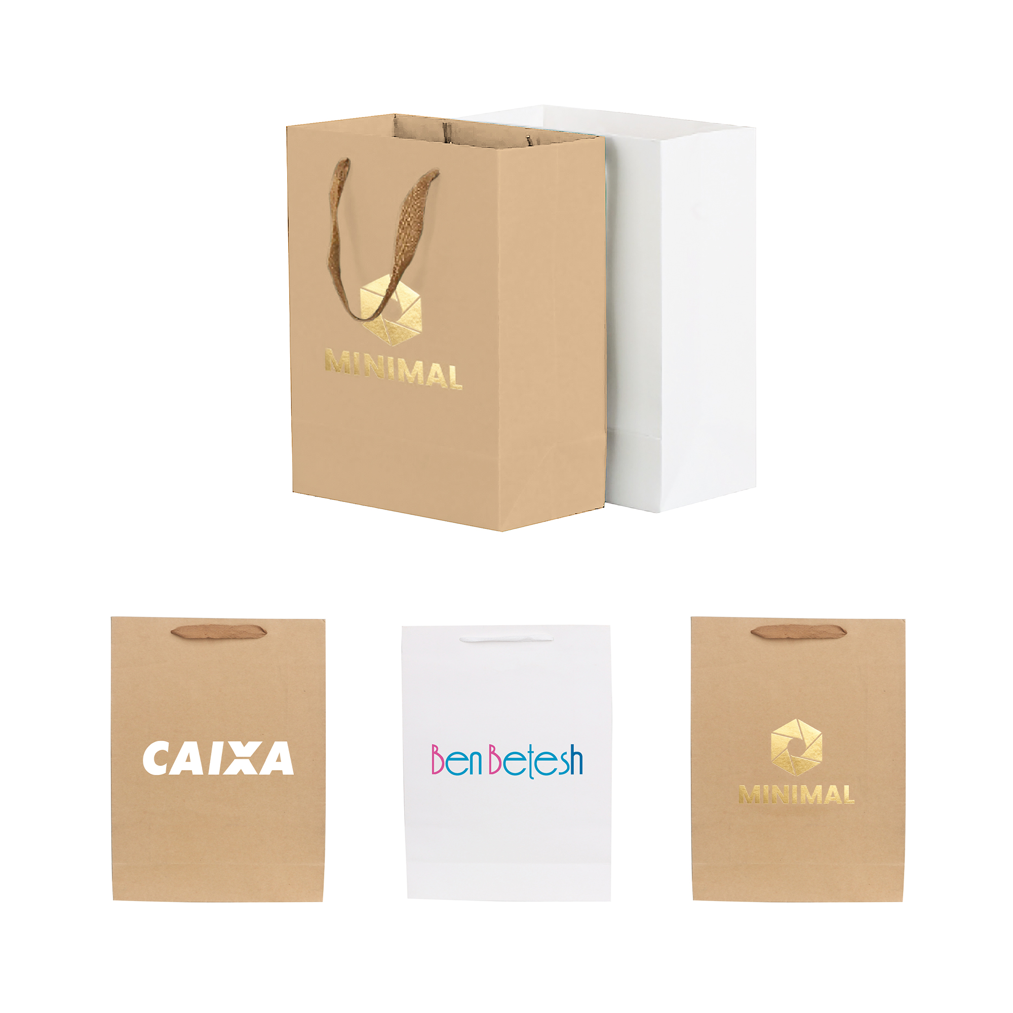 Large Vertical Paper Bag with Fabric Flat Handle(300 x 400 x 110mm)