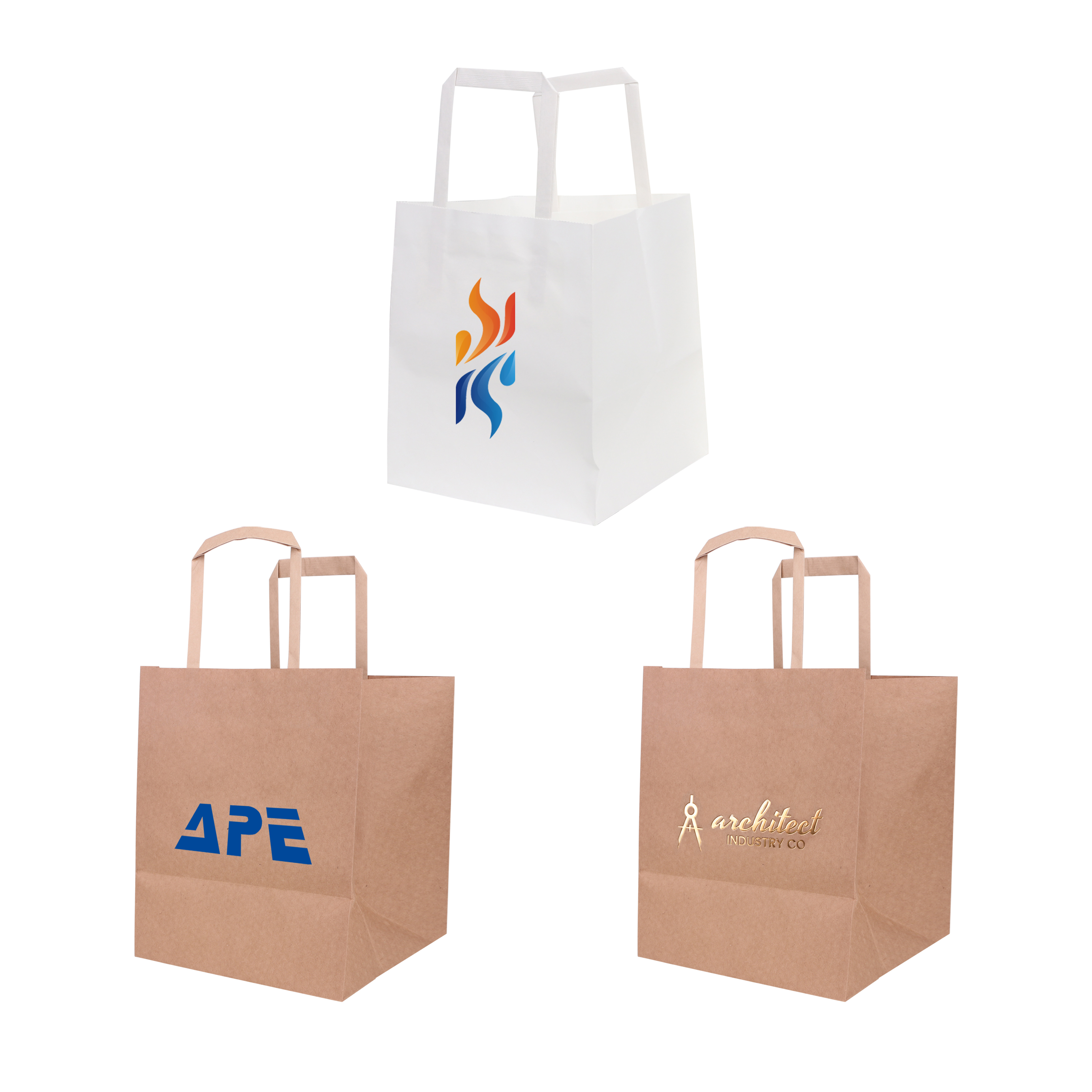 Flat Handle Kraft Paper Bag(150x170x150mm)