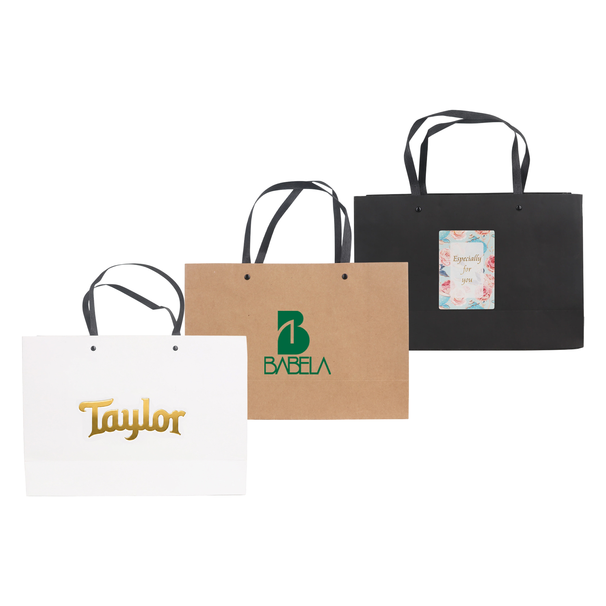 Small Crosswise Paper Bag with Knitted Handle(250 x 170 x 90mm)