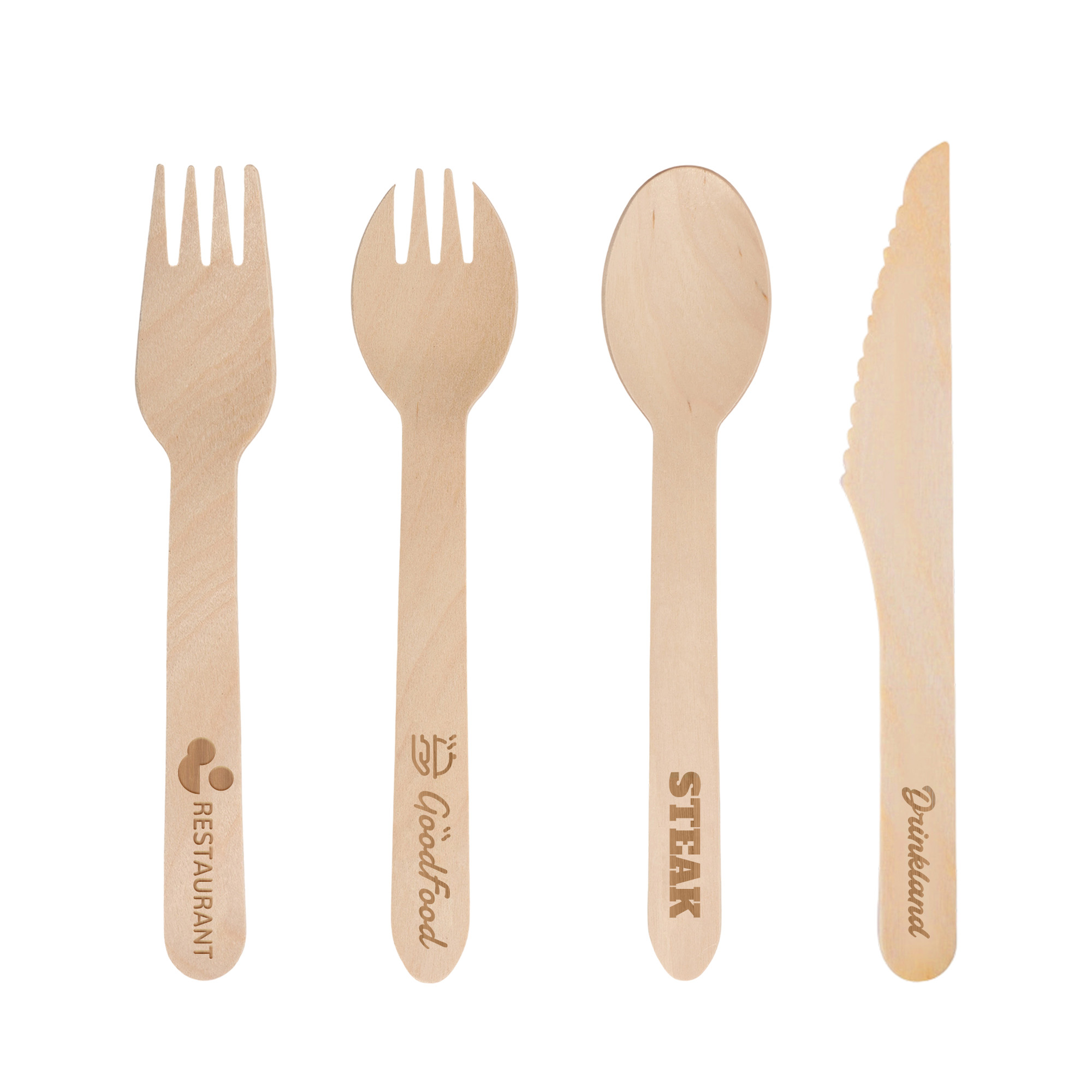 Pack of 100 Per Pack Disposable Wooden Cutlery - (Forks /Spoons/Knives/2 in 1 Spoon and fork)-(Big)