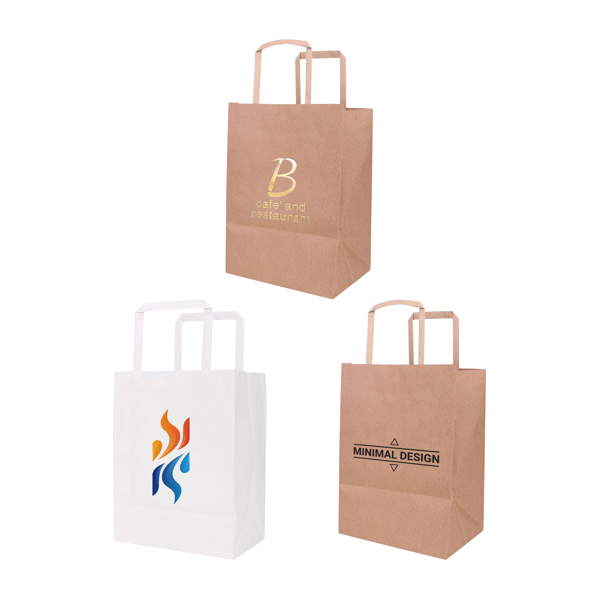 Flat Handle Kraft Paper Bag(175x240x110mm)