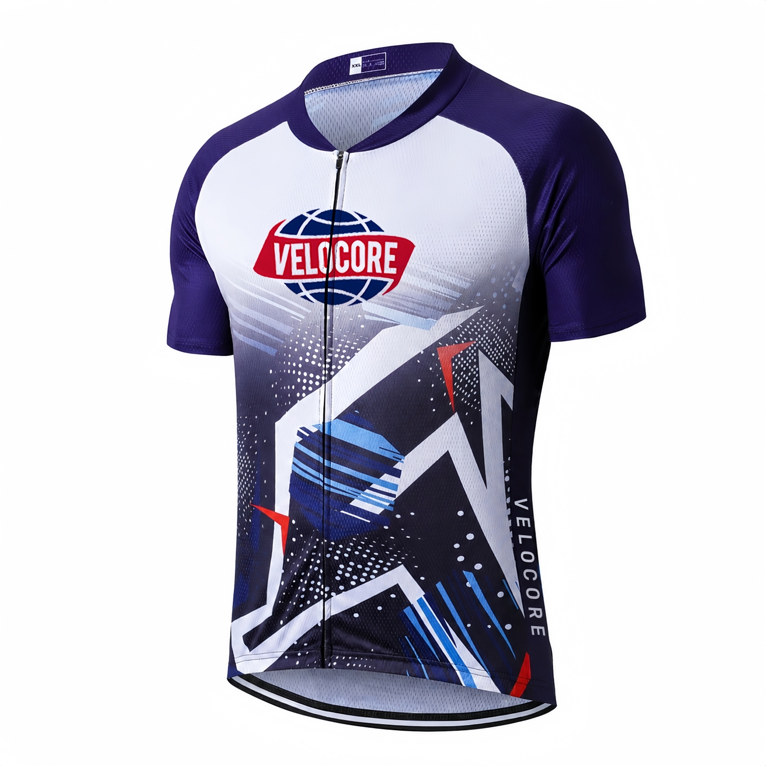 Unisex Sublimated Stand Collar Raglan Short Sleeves Cycling Jersey