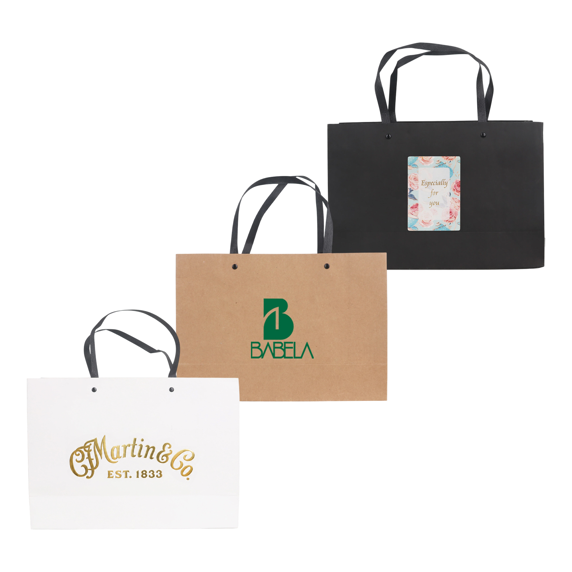 Medium Crosswise Paper Bag with Knitted Handle(320 x 250 x 110mm)