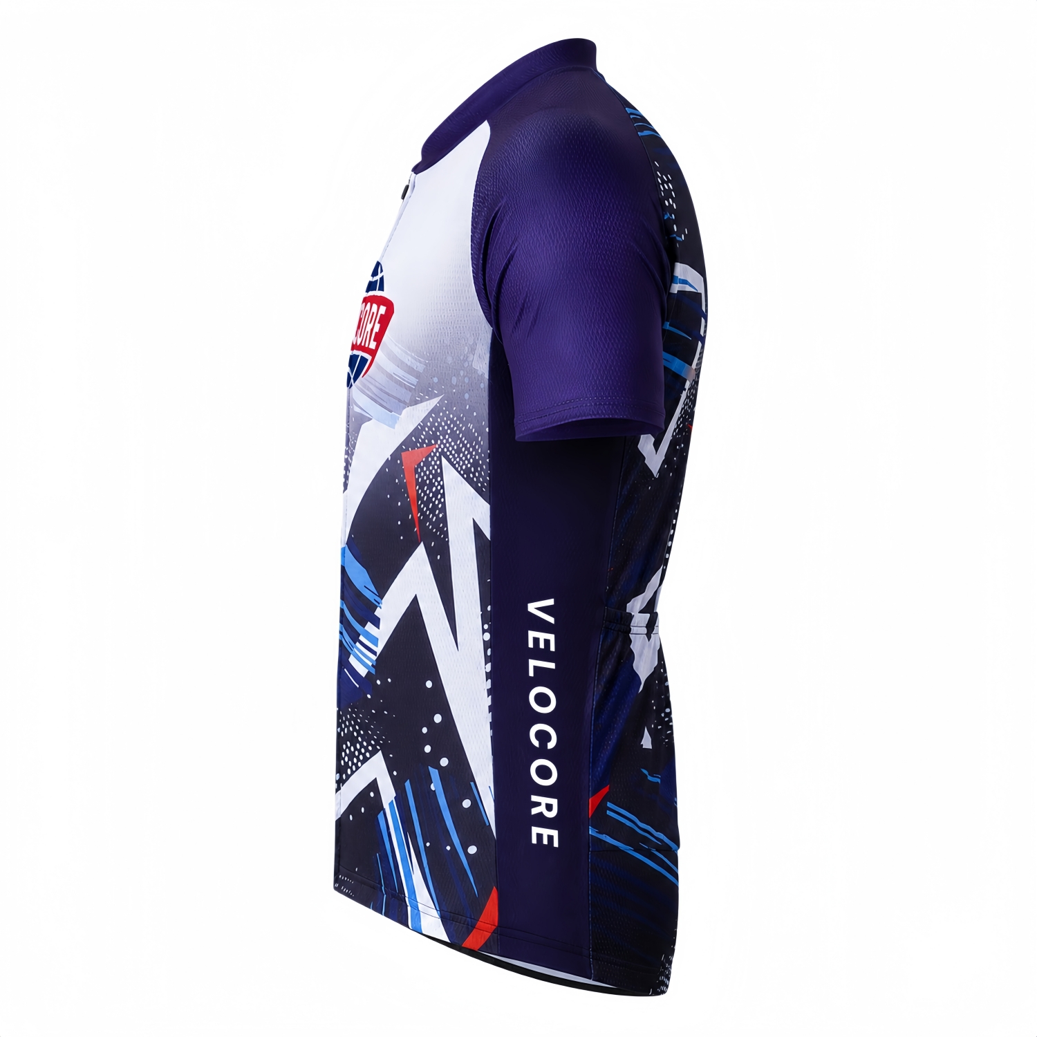 Unisex Sublimated Stand Collar Raglan Short Sleeves Cycling Jersey