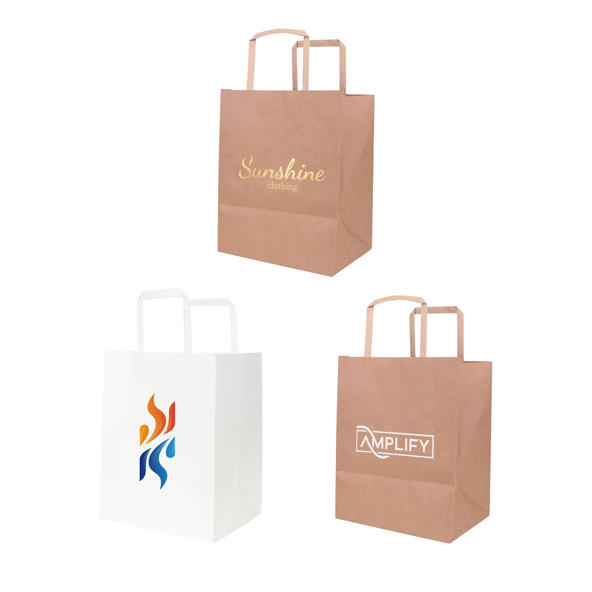 Flat Handle Kraft Paper Bag(215x265x165mm)