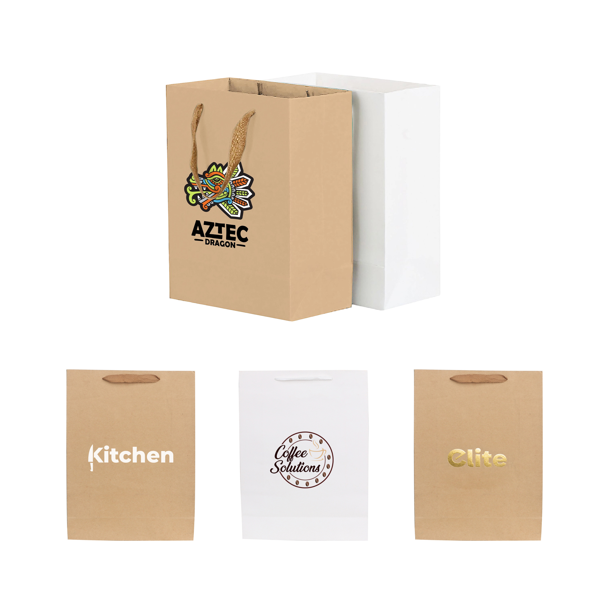 Medium Vertical Paper Bag with Fabric Flat Handle(210 x 270 x 110mm)