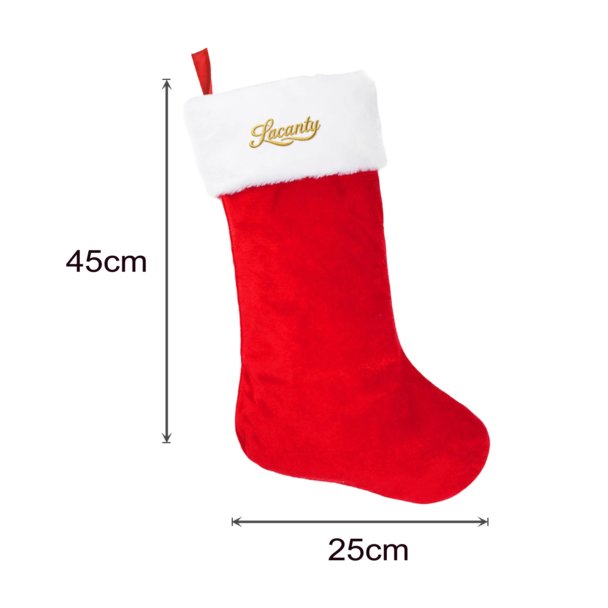 Red and White Embroidered Christmas Stocking
