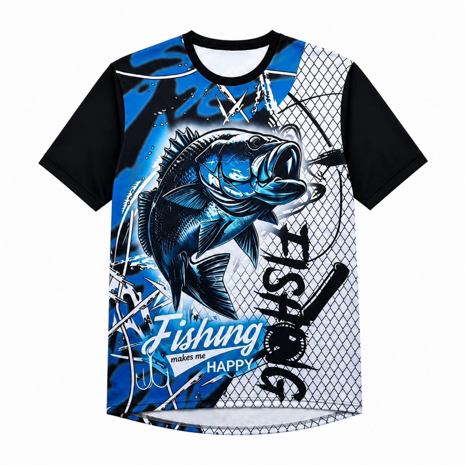 Men's Polyester Spandex Ultra Mesh Sublimated Sun Protection Fishing T-shirt