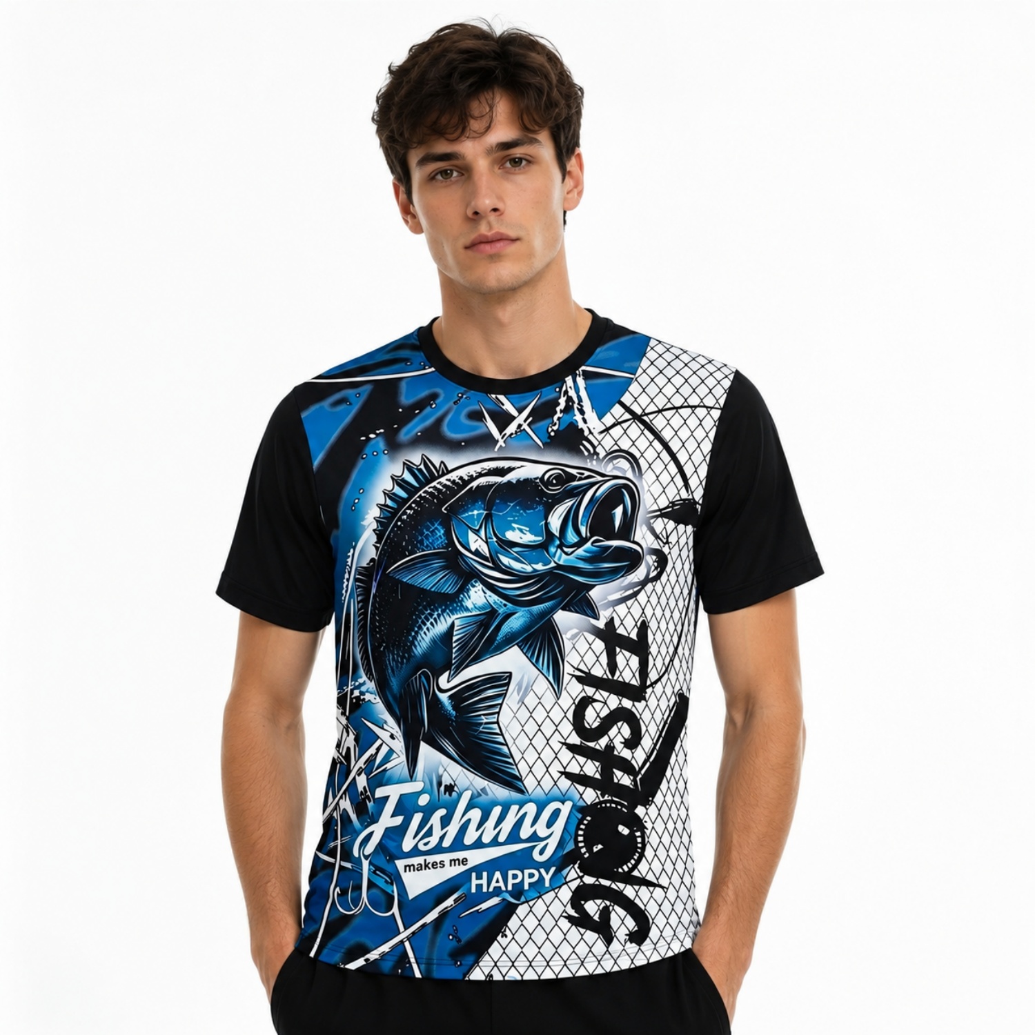 Men's Polyester Spandex Ultra Mesh Sublimated Sun Protection Fishing T-shirt