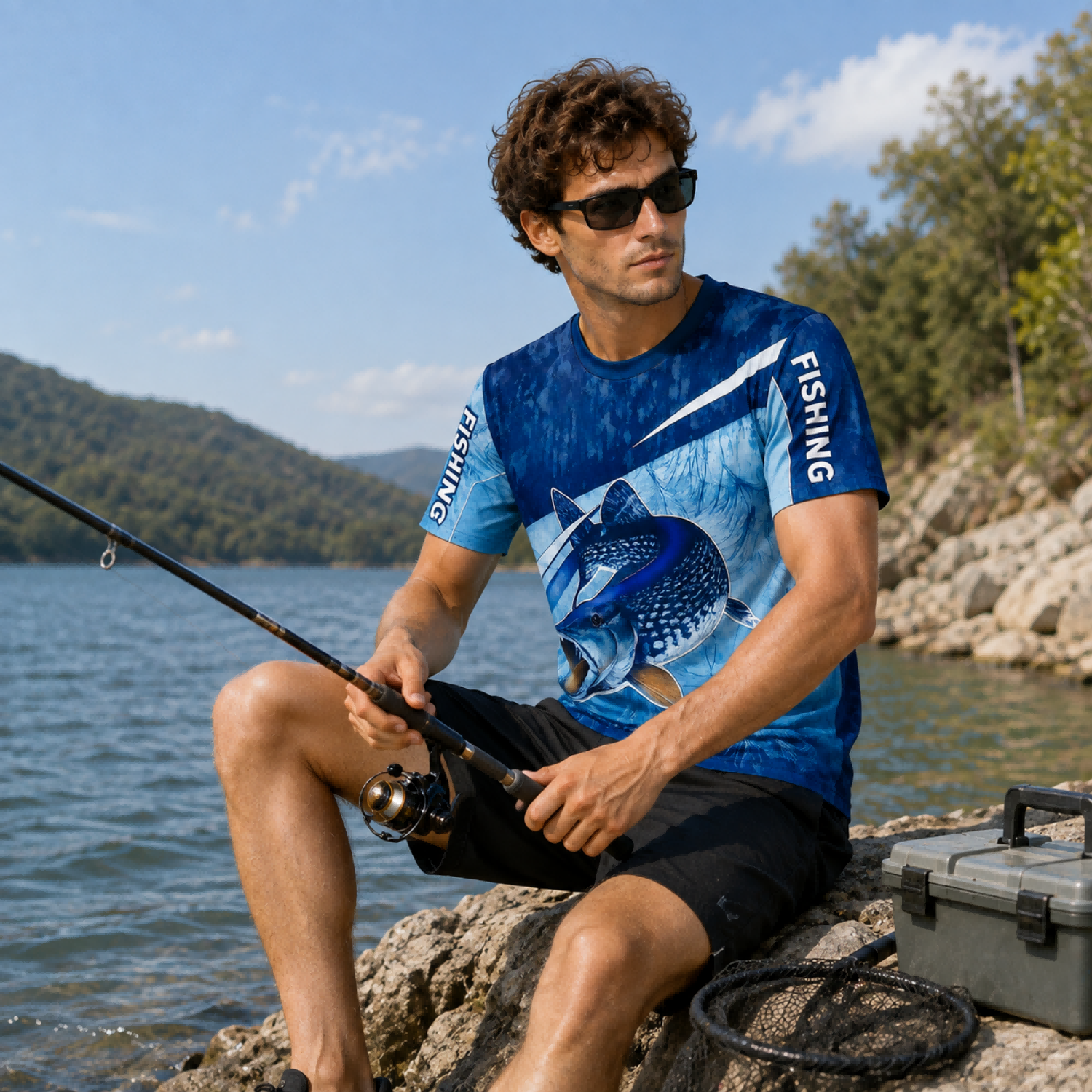 Men's Polyester Spandex Ice Silk Sublimated Fishing T-shirt