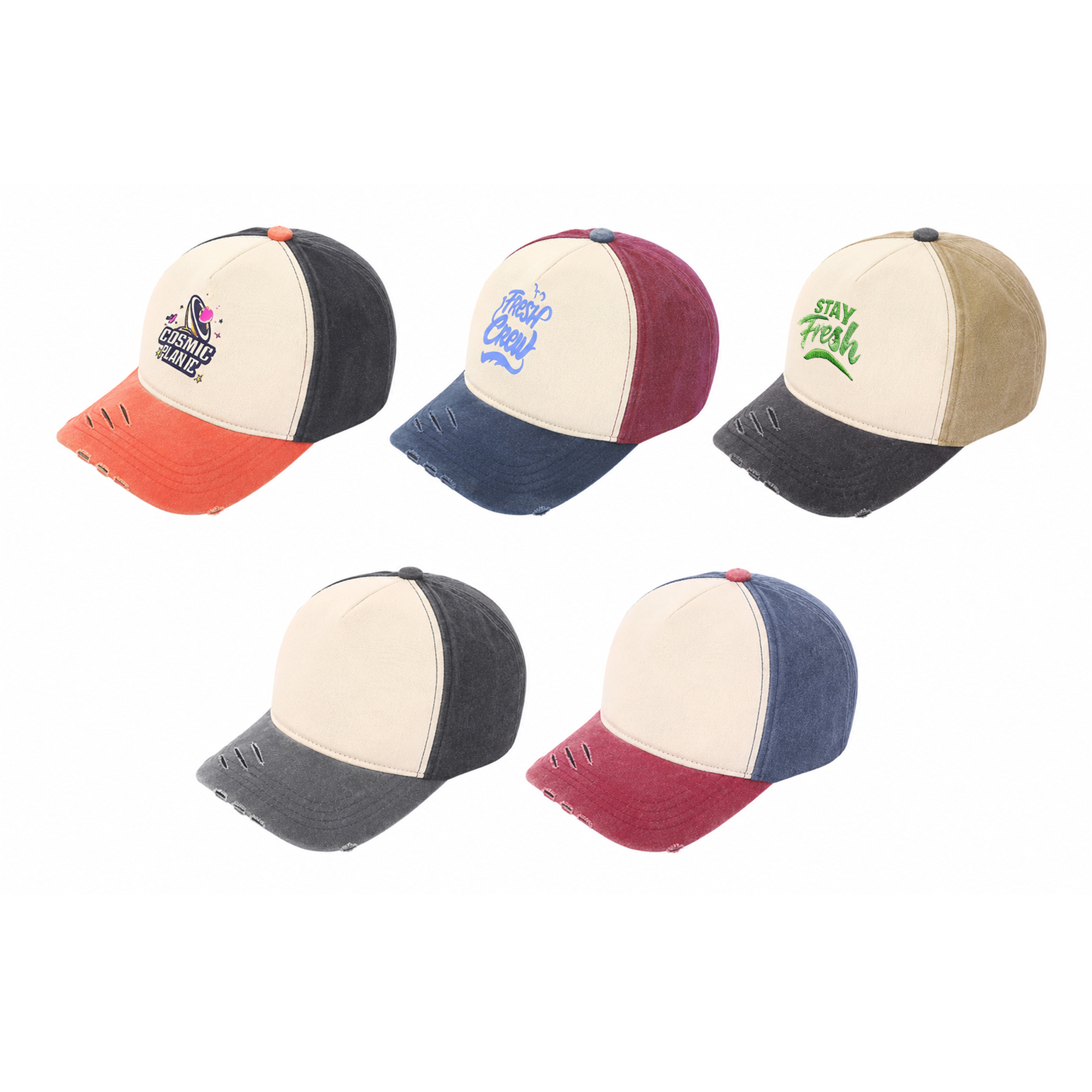 5 Panel Distressed Cotton Baseball Cap – Baseball Caps