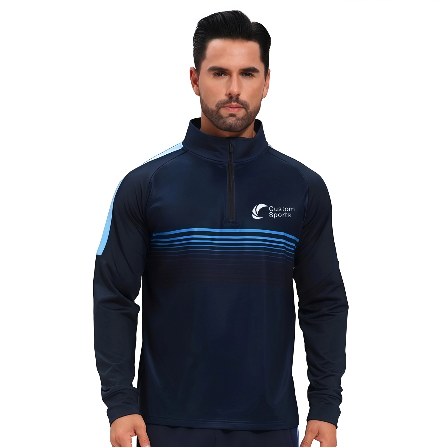 Polyester Spandex Sublimated High Stand-Up Collar  1/4 Zip Raglan Jacket – Jackets