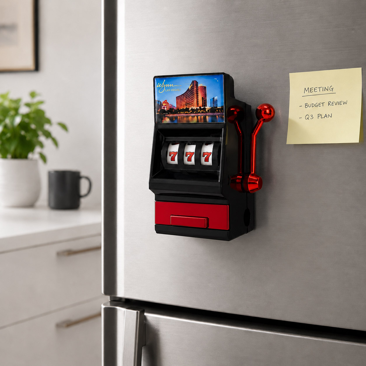 777 Slot Machine Fridge Magnet with Sharpener