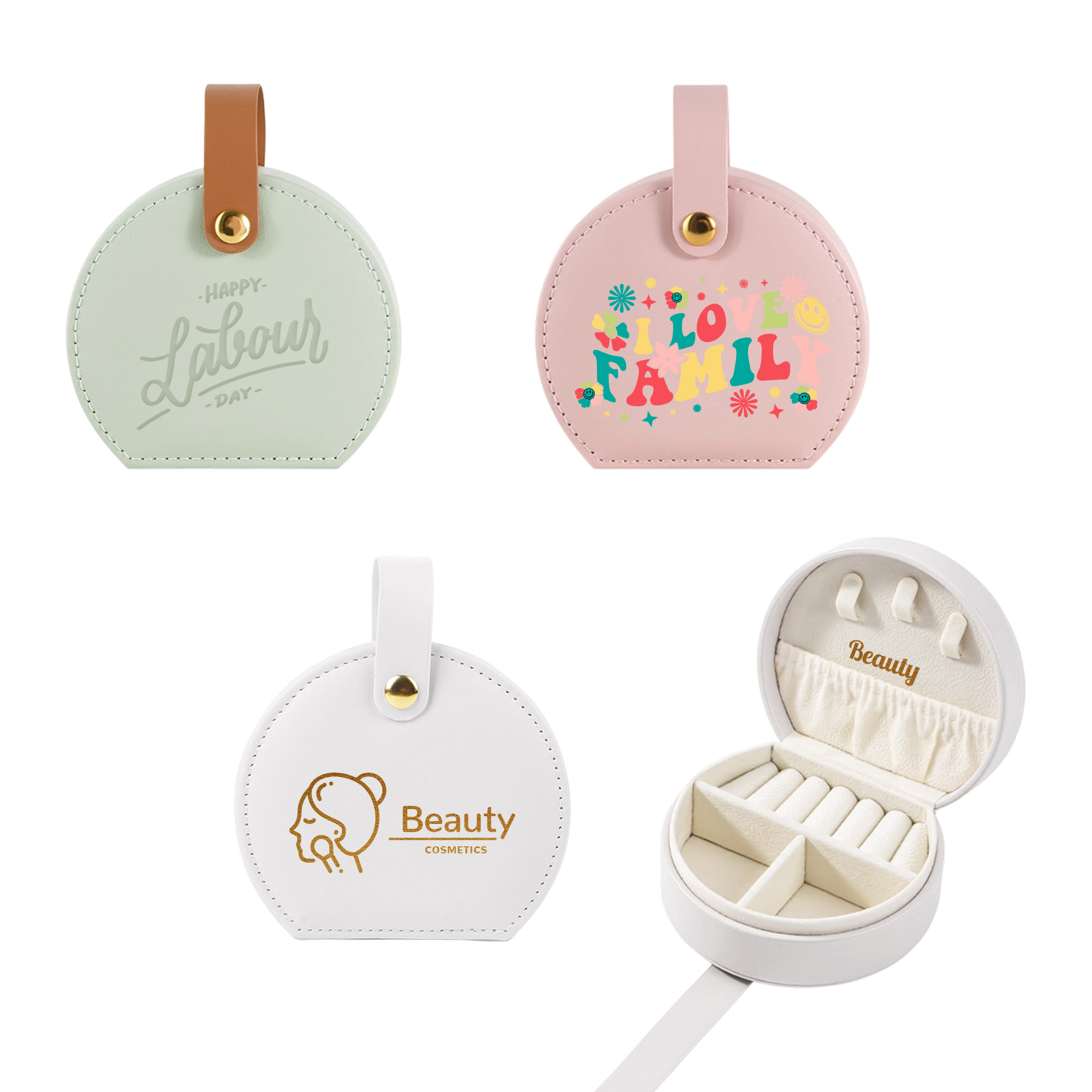 Small Portable PU Leather Jewellery Box