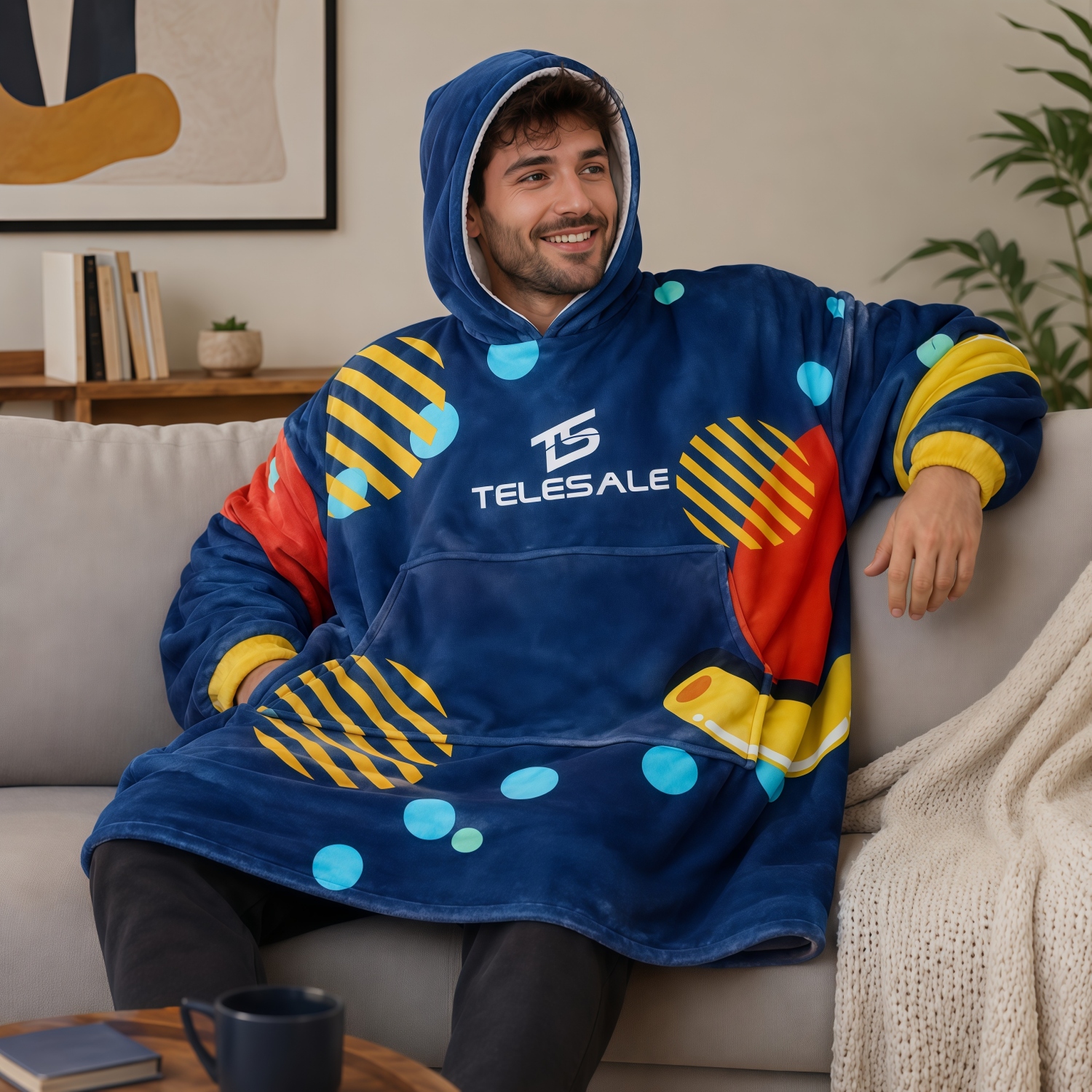 Unisex 100% Polyester Sublimated Wearable Blanket with Absorbent Lining