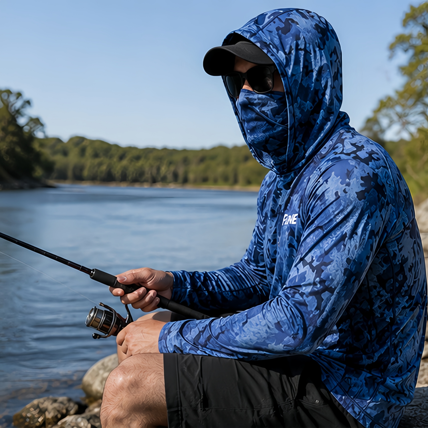 Men's Polyester Spandex Sublimated Fishing Hoodie With Pocket