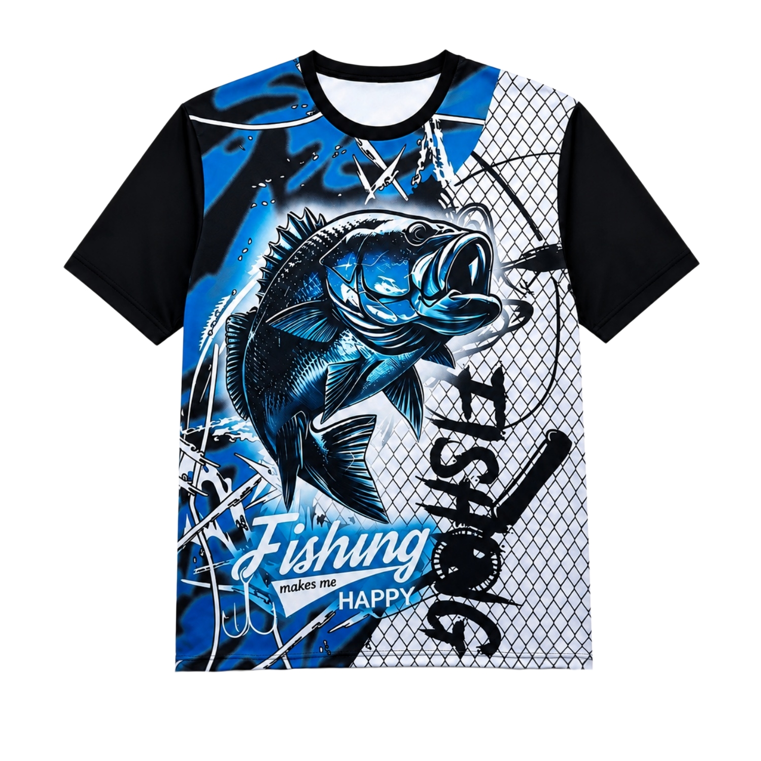 Men's Polyester Spandex Ultra Mesh Sublimated Sun Protection Fishing T-shirt