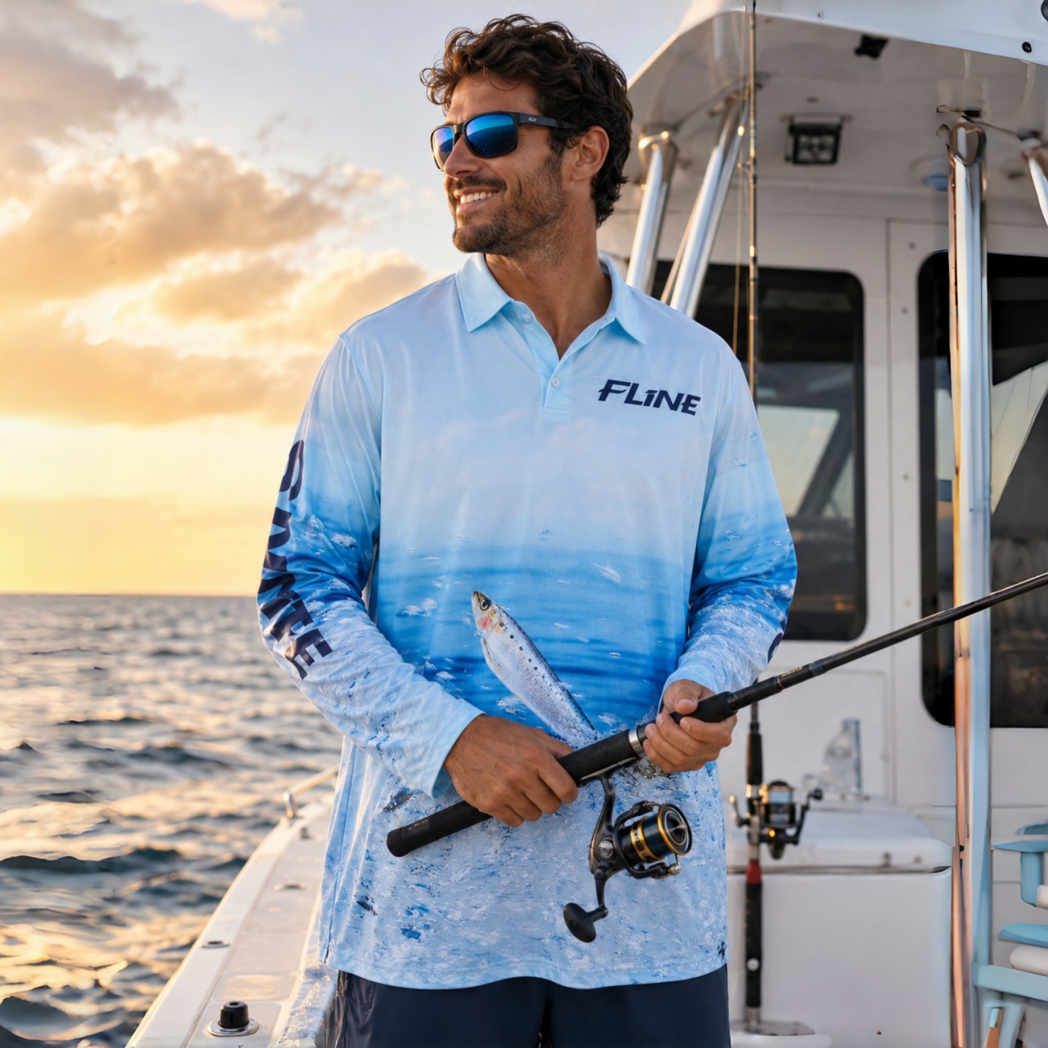 Men's Polyester Spandex Sublimated Fishing POLO